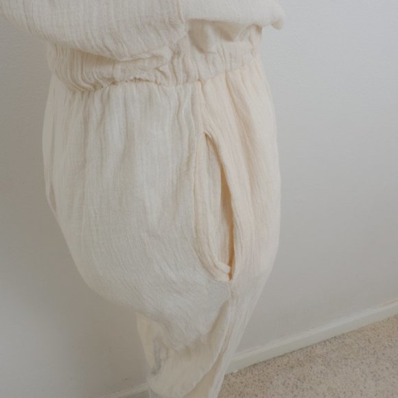 Objects Without Meaning Cream Gauze Short Sleeve Skinny Leg Size Small Jumpsuit - Picture 8 of 16